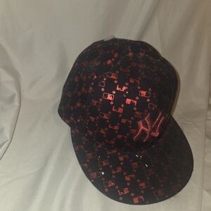 Black and Red Patterned NY Ball Cap